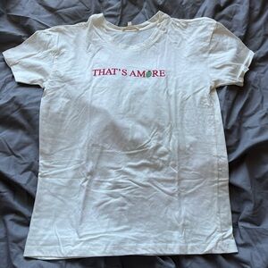 White Graphic T-Shirt with Embroidered Text